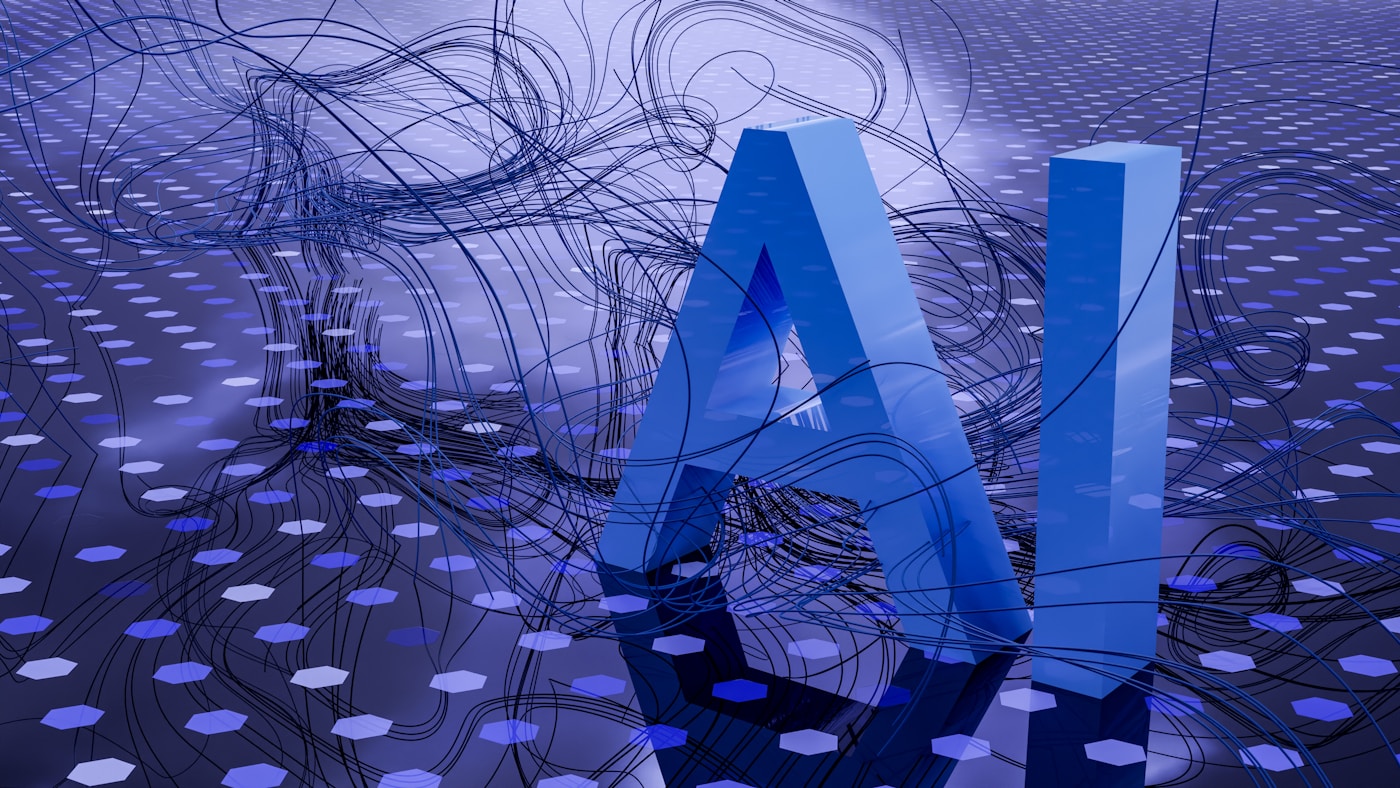 Futuristic visualization representing AI-assisted software development